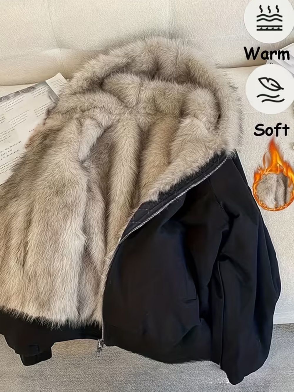 Autumn Winter Women'S Elegant Faux Jacket Thickened Warm Short Coat